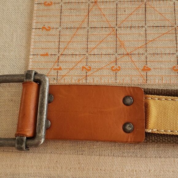 Leather and Canvas Belt Adjustable Waist Unisex 40" Length - Picture 5 of 7